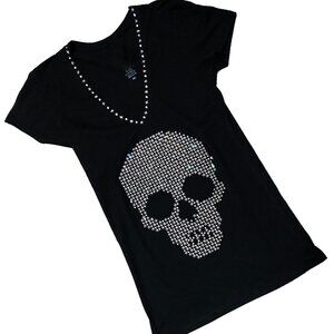 Star Gazed Skull Women's Black Deep-V T-shirt